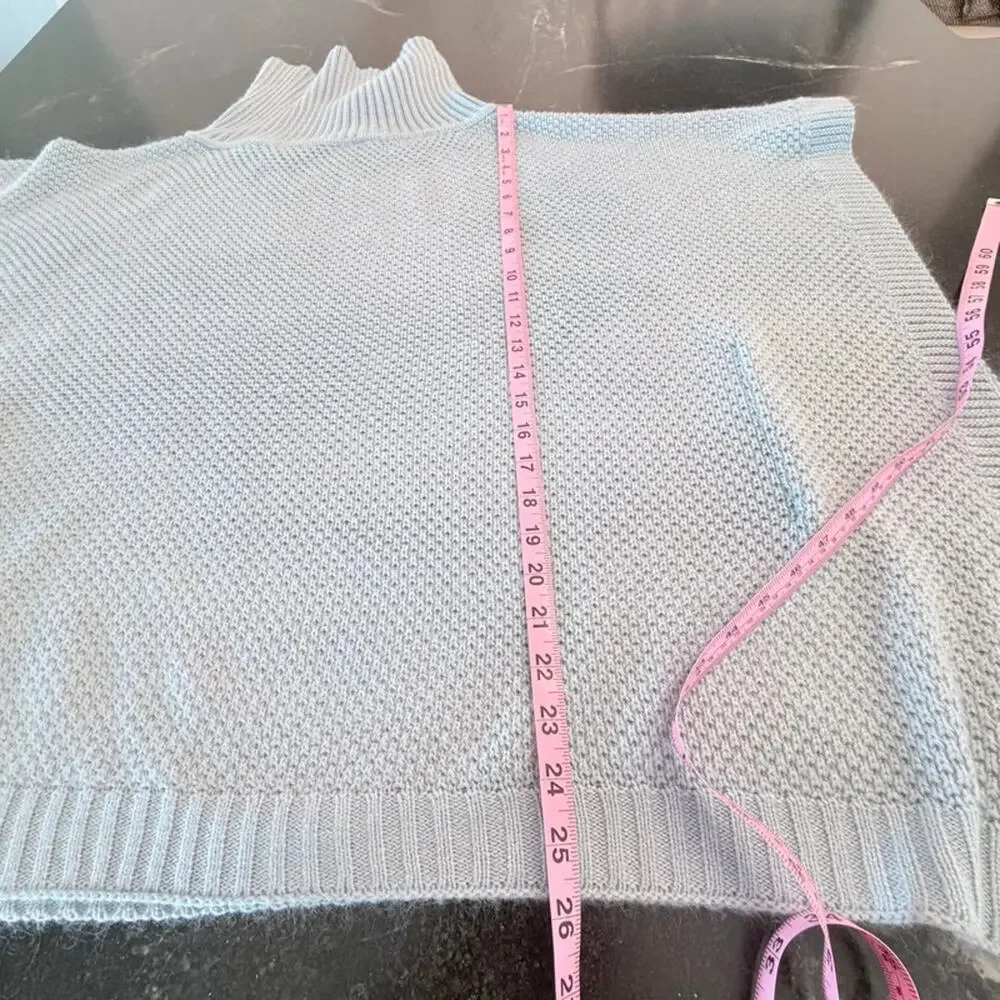 Baby Blue metallic OSFA cowl neck poncho sweater